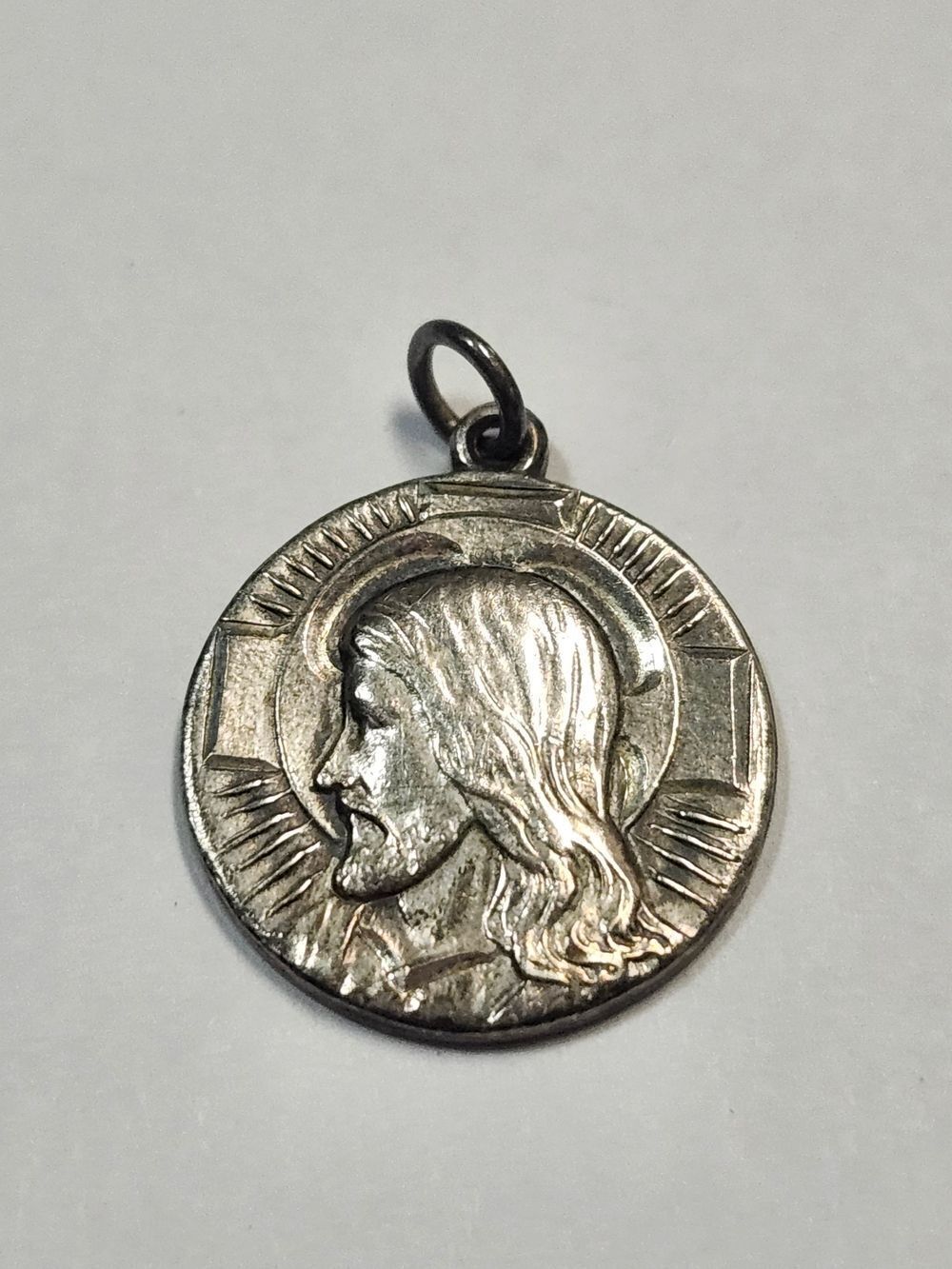 925 Sterling Silver Vintage Mcguire Jesus I Am An Episcopalian Round Pendant